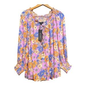 Rachel Zoe Viscose Spring Summer Floral Long Sleeved Blouse M